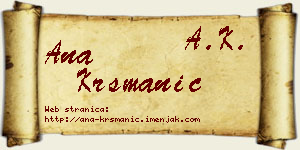 Ana Krsmanić vizit kartica